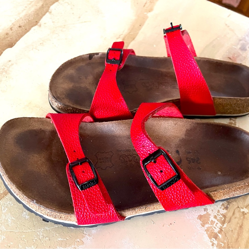 Red Two Strap Birkenstock
